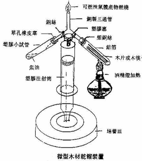 资讯内容 说明:利用此实验装置可以收集并测试竹筷干馏的产物.