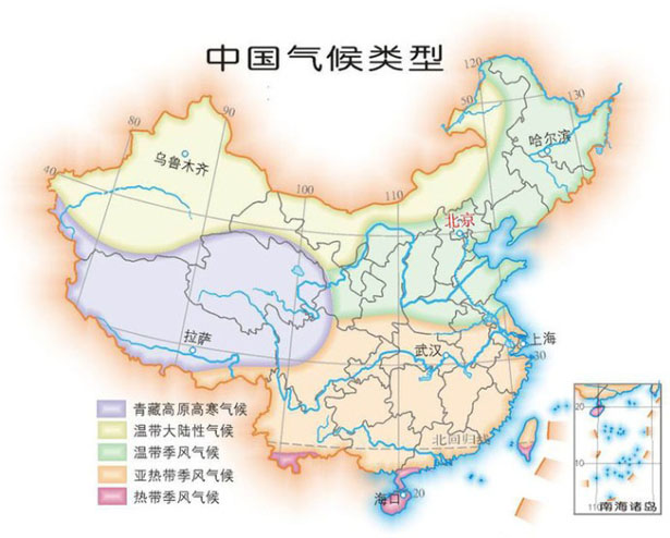 中国气候类型图-数学学科网