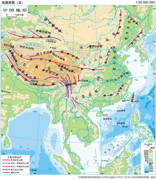 2013高考地理重点地图:中国地形